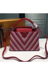 Knockoff Louis Vuitton Taurillon Leather Capucines PM Red M42259 VS04456