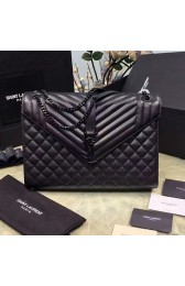 Knockoff Luxury Yves Saint Laurent Large Chain Shoulder Bag Black Calfskin Y221250 VS02938