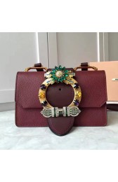 Knockoff Miu Miu Crystal Goat Leather Shoulder Bag Burgundy 5BH609 VS05977