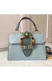 Knockoff Miu Miu Crystal Goat Leather Top Handle Bag Light Blue 5BH1108 VS09760