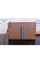 Knockoff Prada Calfskin Leather Clutch P12131 Wheat VS08263
