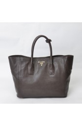 Knockoff Prada Large Tote BN2694 in Dark Coffee Calfskin Leather with Gold Hardware XZ VS04490