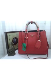 Knockoff Prada Original Twin Saffiano Leather Cuir Tote BN2820 in Red with Gold Hardware JJ VS06253