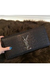 Knockoff YSL Classic Monogramme Tassel Clutch Croco Y311212A Black VS05523