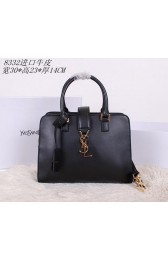 Knockoff Yves Saint Laurent Medium Cabas Monogram Leather Tubular Top Handle Bag YSL8332 Black VS02377