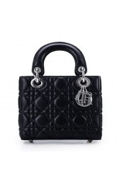 Lady Dior Bag Nano Bag Black Original Leather D44552 Silver VS03101