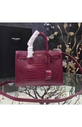 Large Saint Laurent Baby Sac De Jour Bag in Burgundy Croco Leather Y12131 VS08972