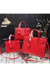 Large Saint Laurent Baby Sac De Jour Bag in Red Croco Leather Y12131 VS01185
