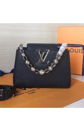 Louis Vuitton Taurillon Leather Capucines Mini Chain Noir M42935 Silver Hardware VS05787