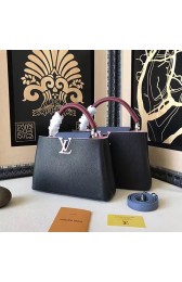 Louis Vuitton Taurillon Leather Capucines PM Black and Blue M42237 VS04323