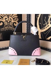 Louis Vuitton Taurillon Leather Capucines PM Black M48865 VS01639