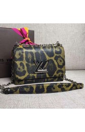 Louis Vuitton Wave Calf Leather Leopard Print Twist MM Yellow M50280 VS02928