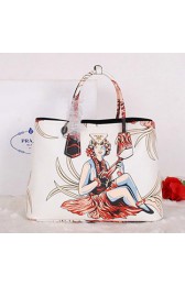 Luxury 2015 Prada Saffiano Cuir Leather Tote Bag BN2756 OffWhite VS03693