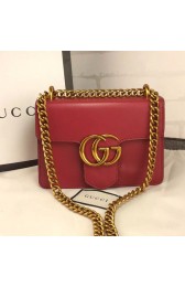 Luxury Gucci GG Marmont Leather Shoulder Bag 431384 Red VS00375