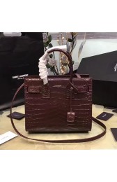 Luxury Saint Laurent Classic Baby Sac De Jour Bag in Burgundy Croco Leather Y12131 VS00389