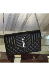 Medium Monogram Saint Laurent Satchel in Black Matelasse Leather Y221260 VS07024