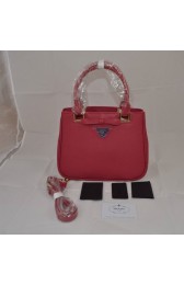 Mingdu Prada Saffiano Calf Leather Bow Tote Bag BN2245 in Rose Red VS04443