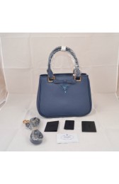 Mingdu Prada Saffiano Calf Leather Bow Tote Bag BN2245 in Sapphire Blue VS06060