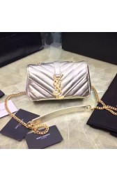 Mini Monogram Saint Laurent Chain Wallet in Gold Metallic Leather 399289 VS02098