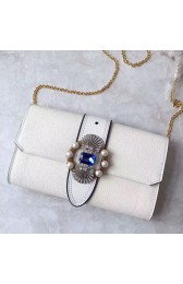 Miu Miu Crystal Goat Leather Clutch Bag White 5BF041 VS08241