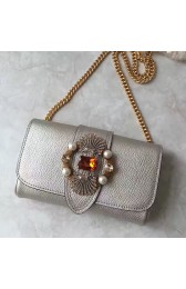 Miu Miu Crystal Goat Leather Shoulder Bag Silver 5BH017 VS05988