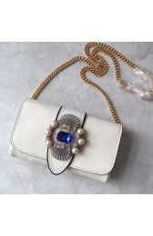 Miu Miu Crystal Goat Leather Shoulder Bag White 5BH017 VS04017