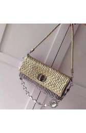 Miu Miu Crystal Nappa Leather Shoulder Bag Gold & Silver 5BD233 VS05642