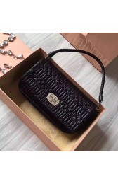 Miu Miu Crystal Nappa Leather Tote Handle Bag Black 5BB018 VS08860