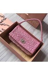 Miu Miu Crystal Nappa Leather Tote Handle Bag Dark & Light Pink 5BB018 VS00887