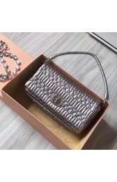 Miu Miu Crystal Nappa Leather Tote Handle Bag Silver 5BB018 VS07685