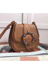 Miu Miu Goat Leather Shoulder Bag Brown 5BD034 VS07036