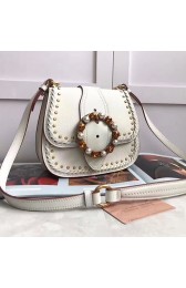 Miu Miu Goat Leather Shoulder Bag White 5BD034 VS07159