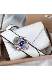Miu Miu Goat Leather Shoulder Bag White 5BH062 VS01200