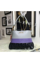 miu miu Madras Goat Leather Hobo Bag M6701 Black&Lavender&Grey VS00522