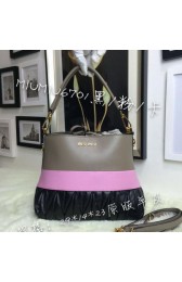 miu miu Madras Goat Leather Hobo Bag M6701 Black&Pink&Khaki VS03455