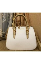 miu miu Madras Goat Leather Top-handle Bag RL0063 White&Gold VS01569