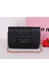 miu miu Matelasse Leather Flap Shoulder Bag BL6557 Black VS09286