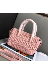Miu Miu Matelassse Nappa Leather Top Handle Bag Pink 5BB020 VS04892