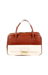 miu miu Original Goat Leather Tote Bag RT0093 White&Brown VS09021