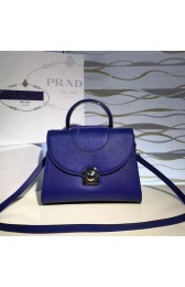 Prada Arcade Calf Leather Tote Bag Blue 1BD060 VS03151