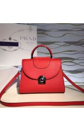 Prada Arcade Calf Leather Tote Bag Red 1BD060 VS03259