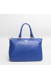 Prada BL0778 Vitello Daino Top Handle Bag in Blue XZ VS05628