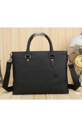 Prada Calfskin Leather Briefcase P122265 Black VS03991