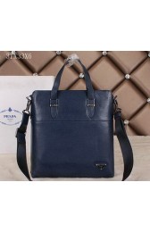 PRADA Calfskin Leather Business Tote Bag 250012 Blue VS08649