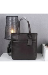 PRADA Calfskin Leather Business Tote Bag 80633 Brown VS05777