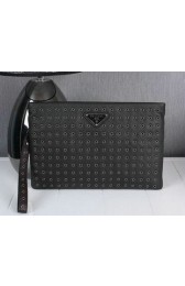 PRADA Calfskin Leather Clutch P1008 Brown VS03118