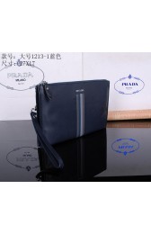 Prada Calfskin Leather Clutch P12131 Royal VS01507