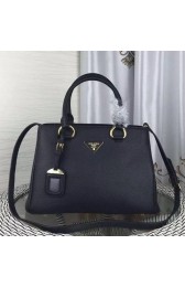 Prada Double Tote Bag Litchi Leather 1BG007 Black VS02043