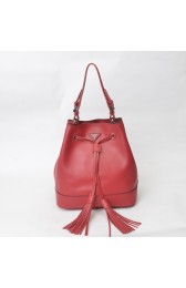 Prada Drawstring Pouch Nero Bag BR5069 in Red Original Calfskin Burnished Leather XZ VS01976