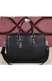PRADA Grainy Leather Business Briefcase 8068 Black VS05149